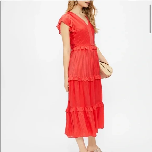 knee length dresses for ladies Ruffle Midi Dress  Elie Tahari